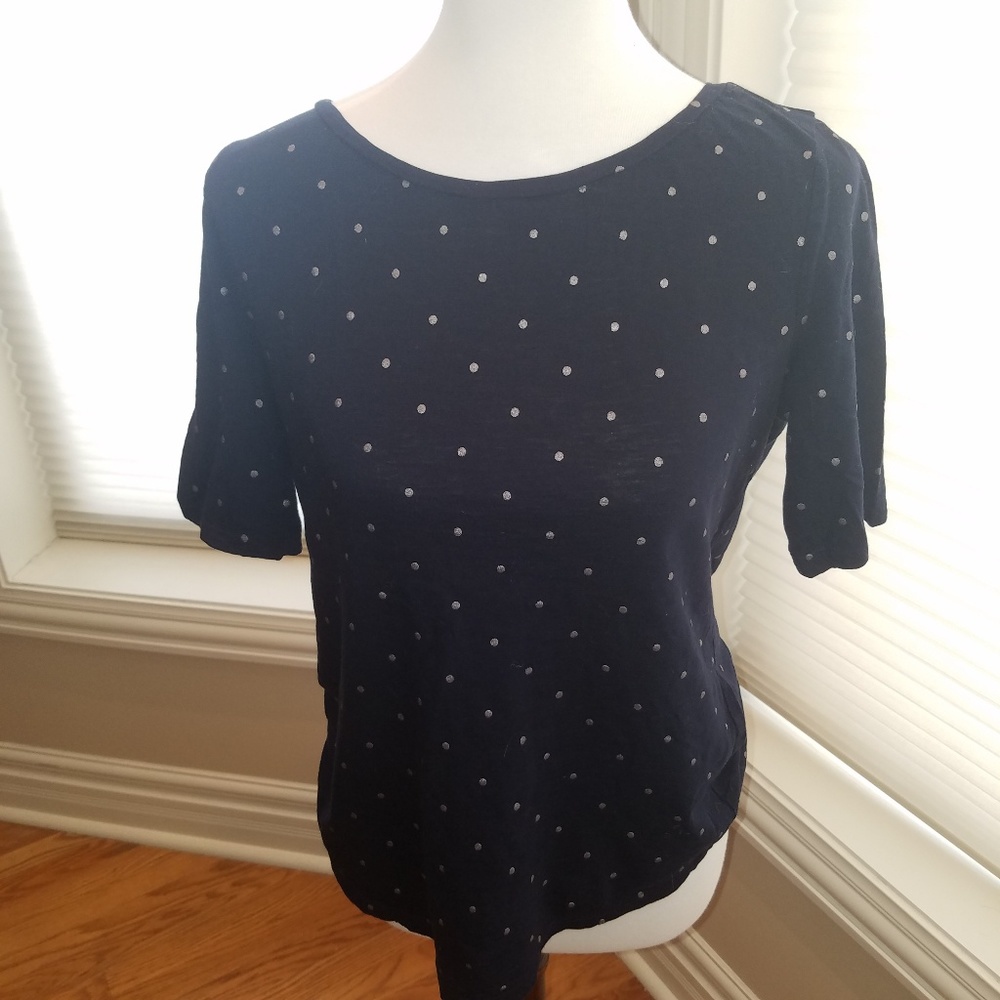LOFT Navy Polka Dot Tee